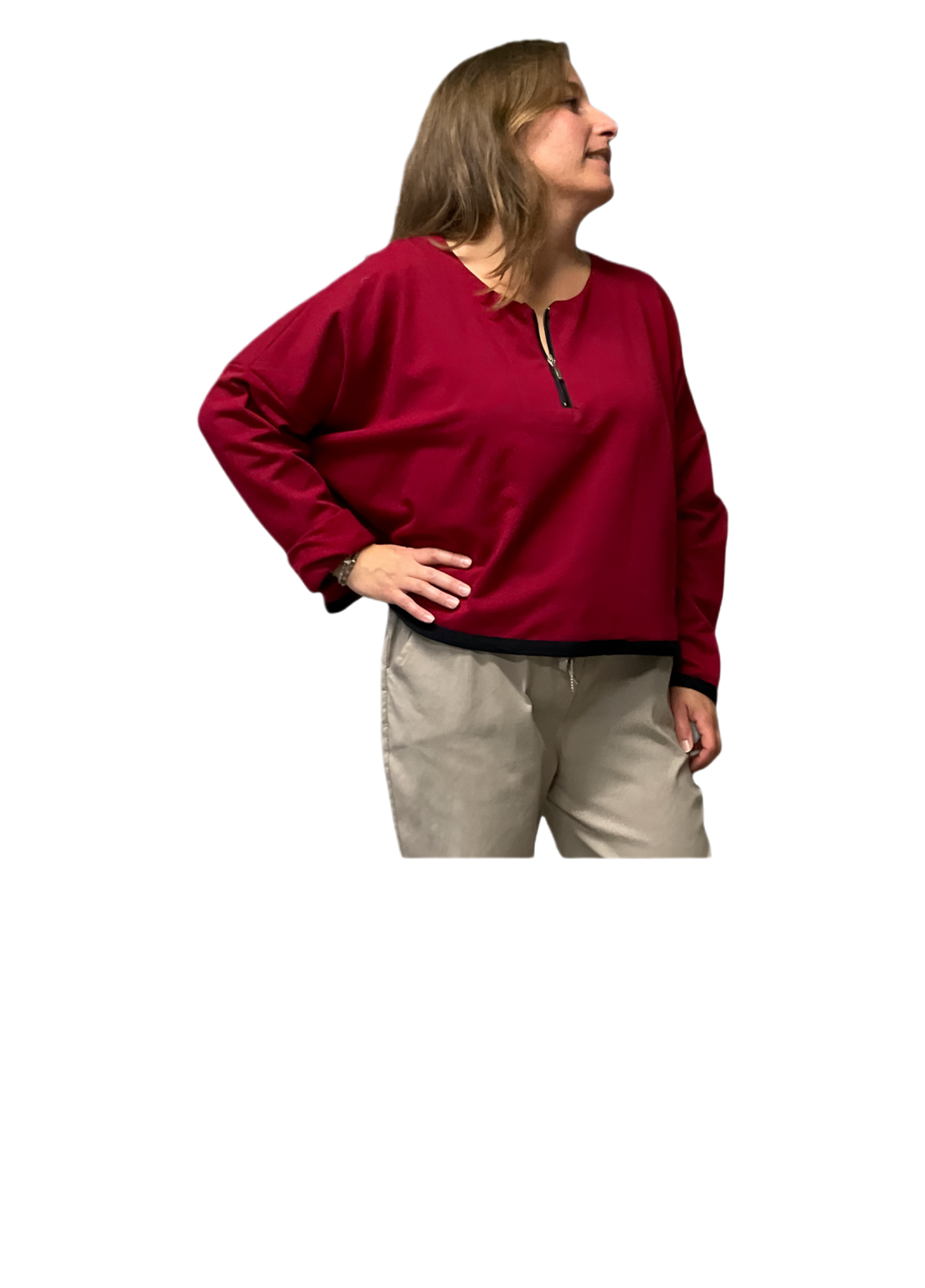 Pullover Kastenform mit RV kurz