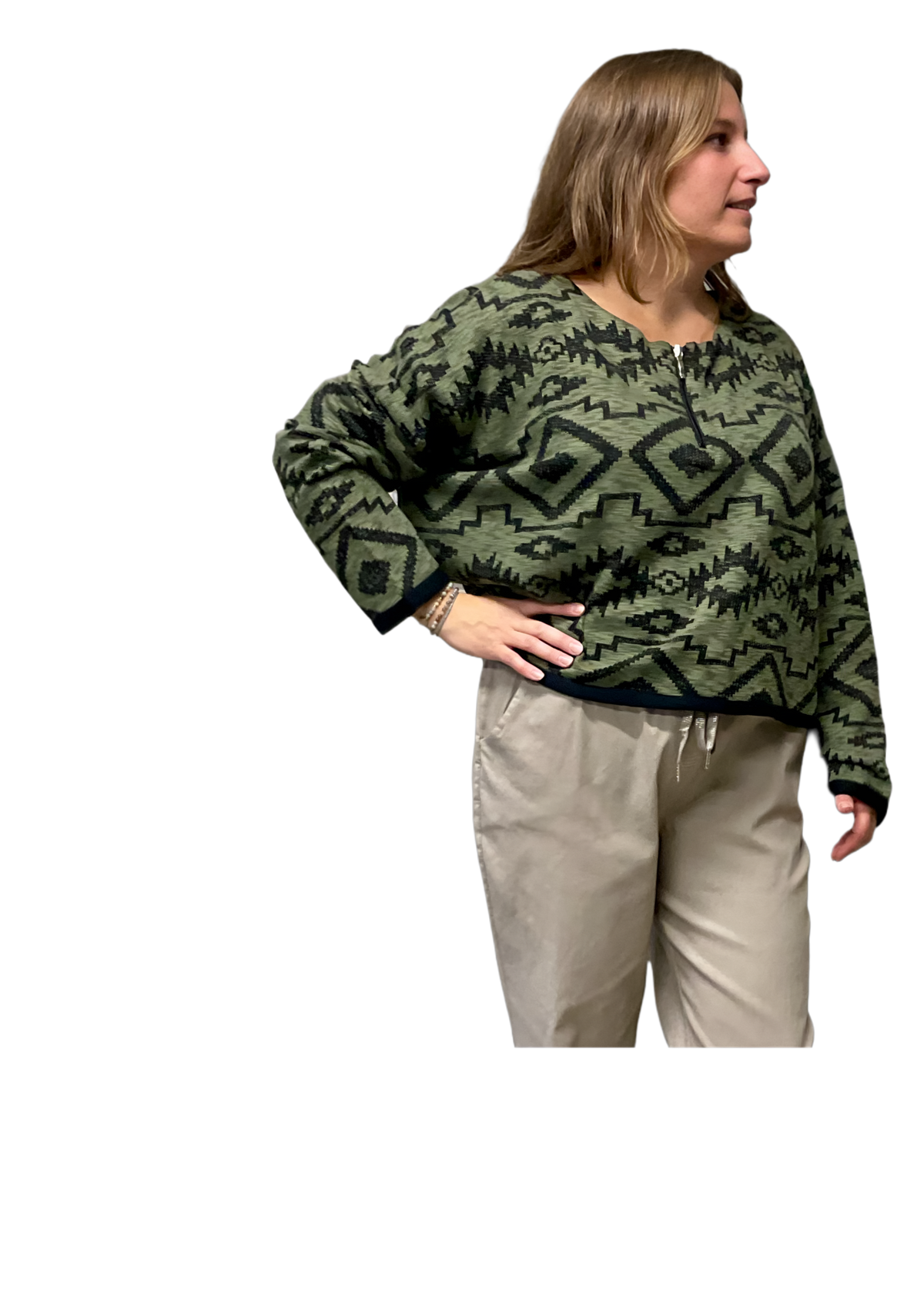 Pullover Kastenform mit RV kurz