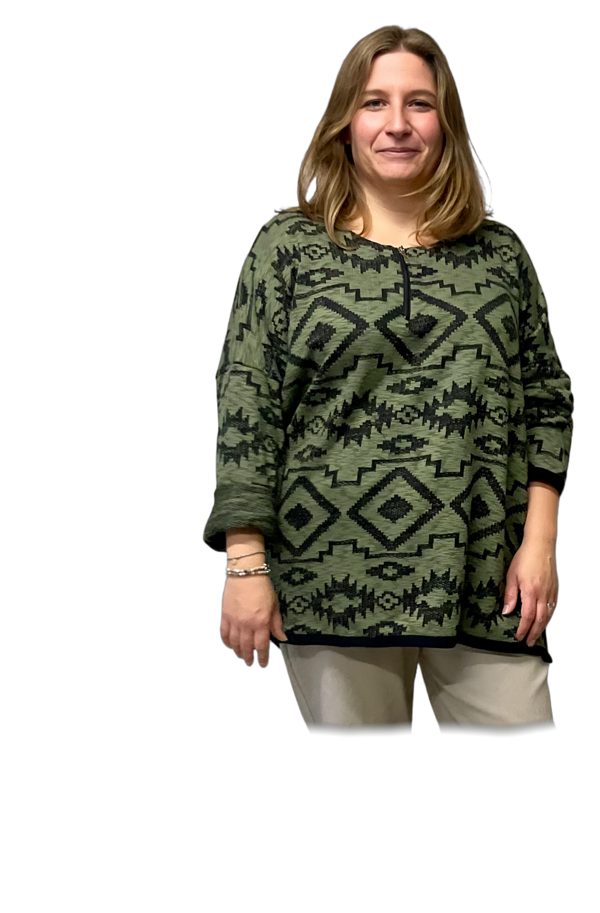 Pullover Kastenform mit RV lang