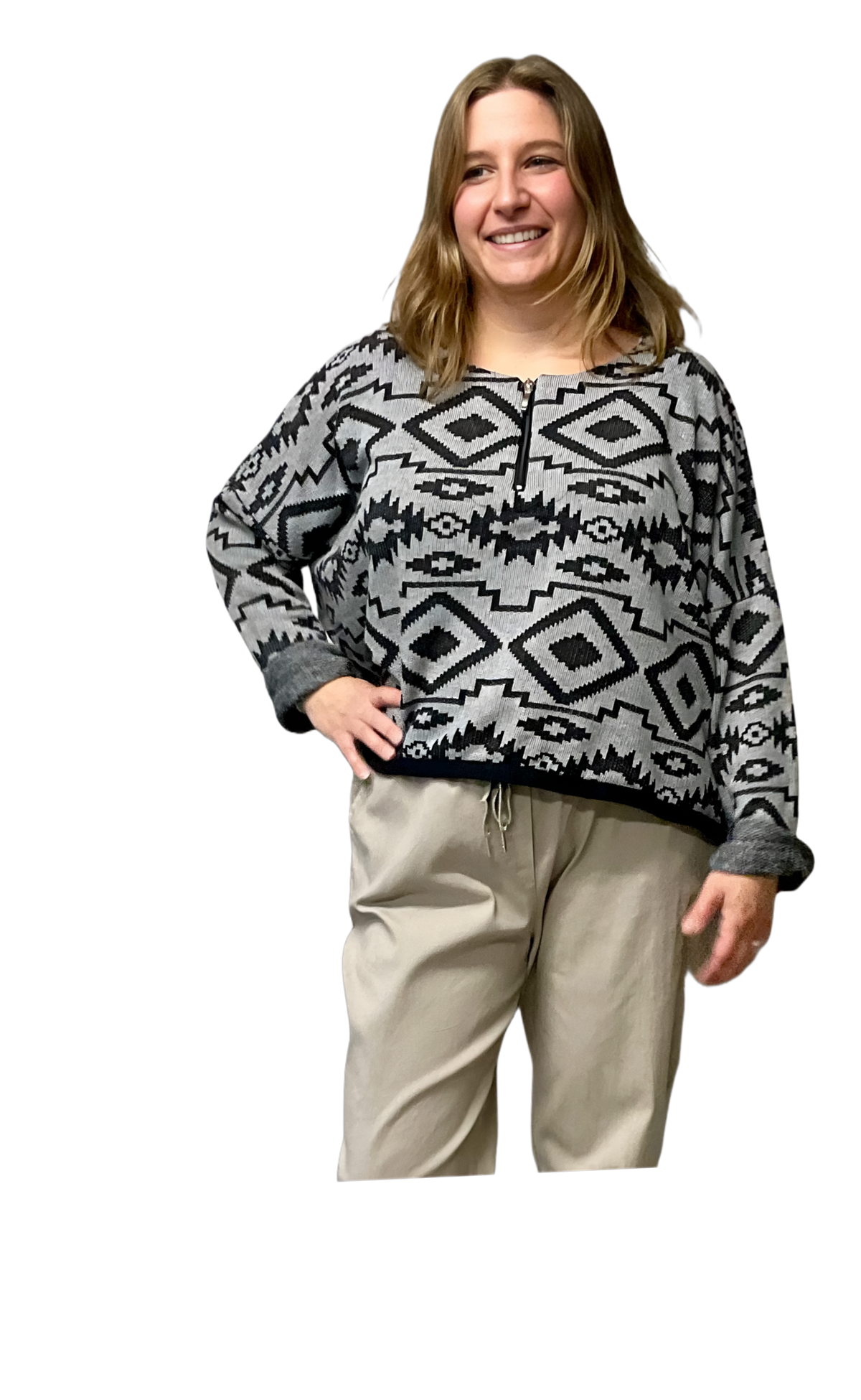 Pullover Kastenform mit RV kurz