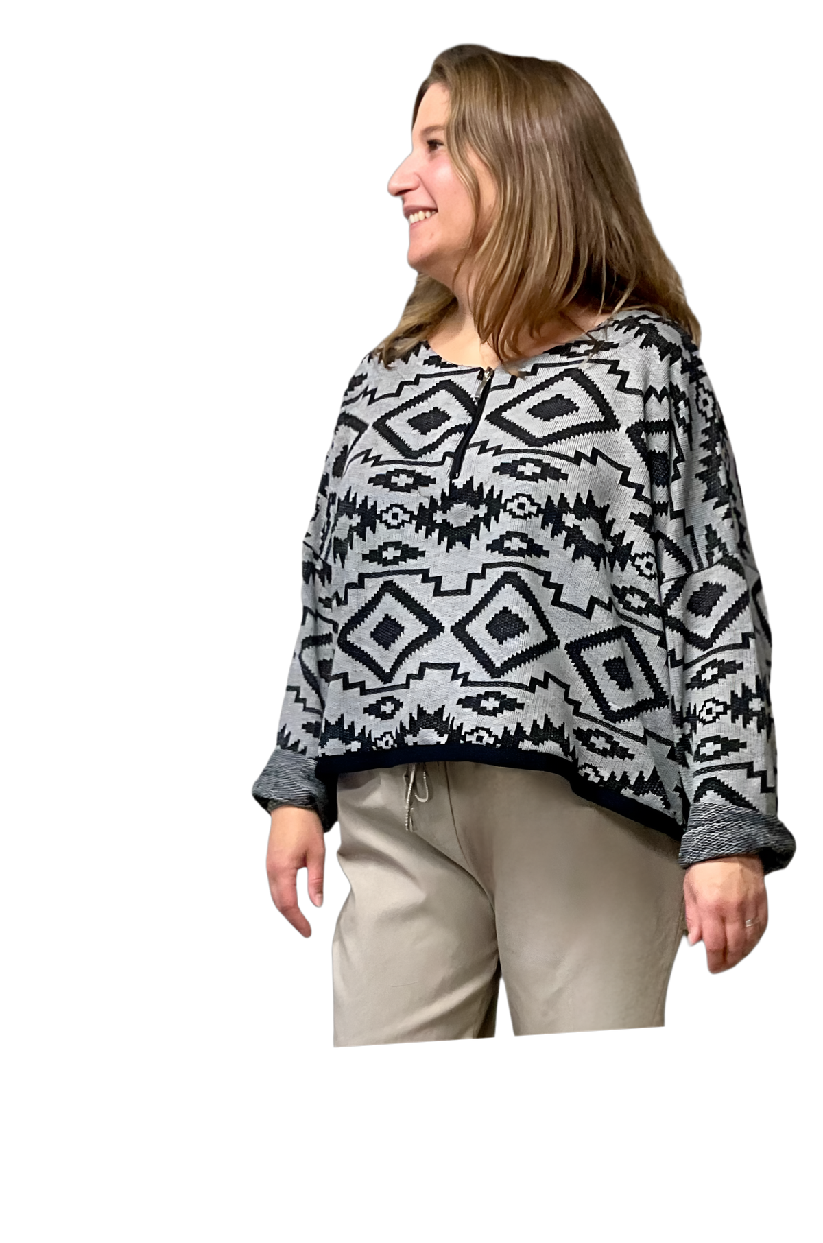 Pullover Kastenform mit RV kurz