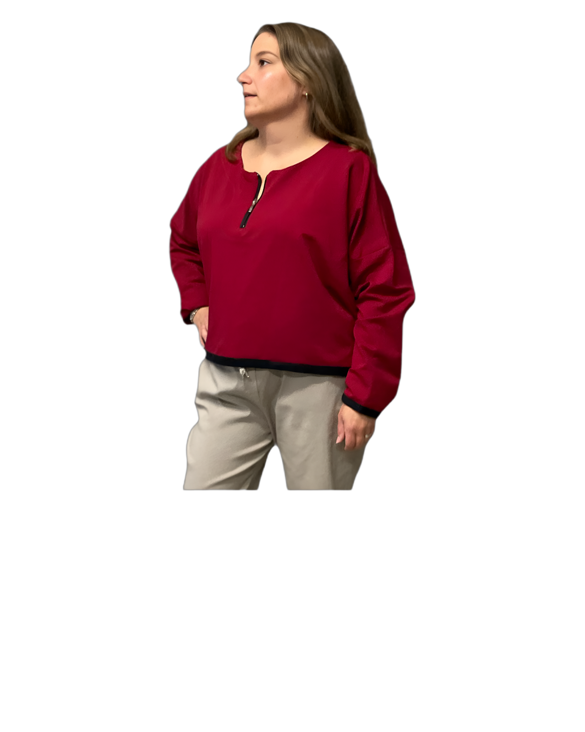 Pullover Kastenform mit RV kurz