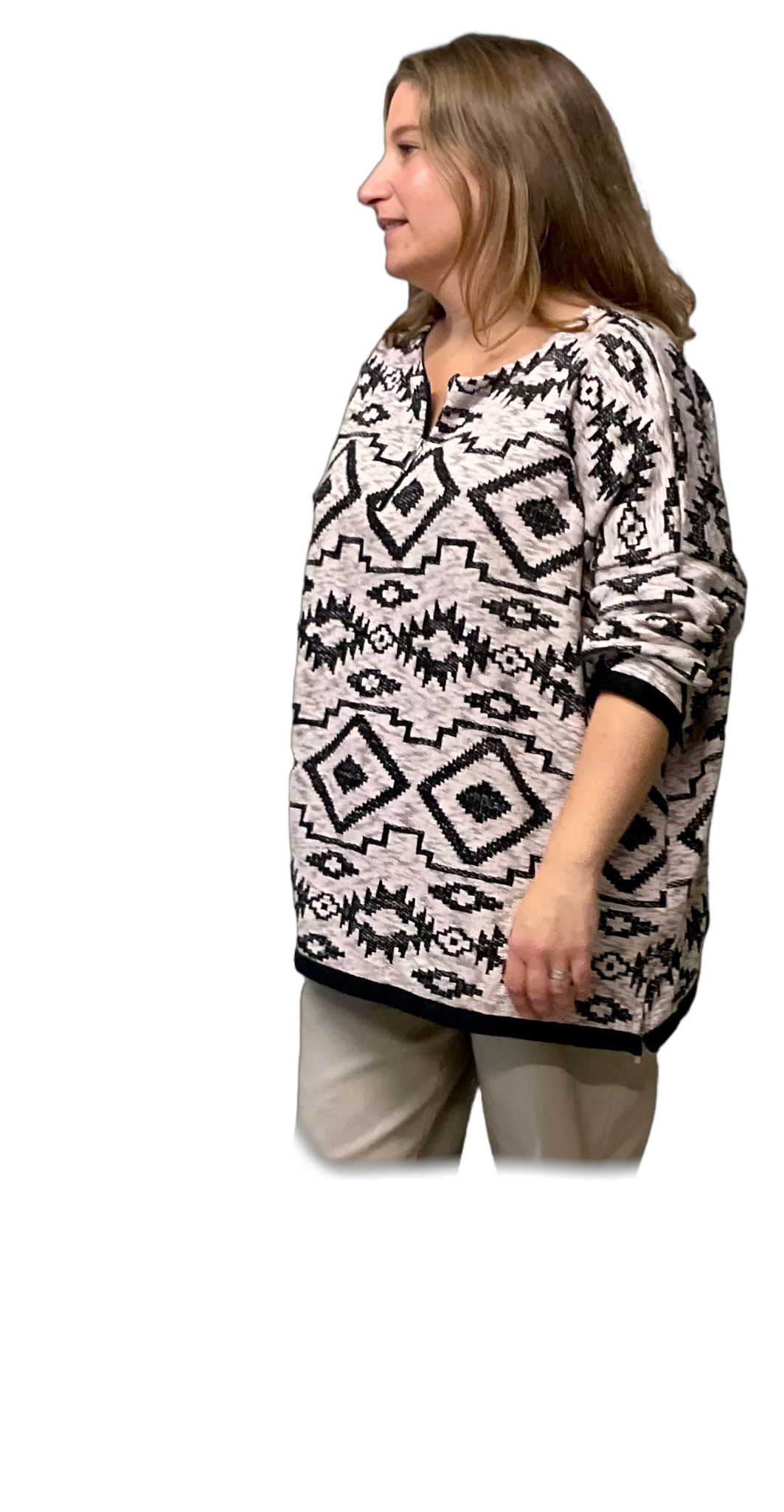 Pullover Kastenform mit RV lang