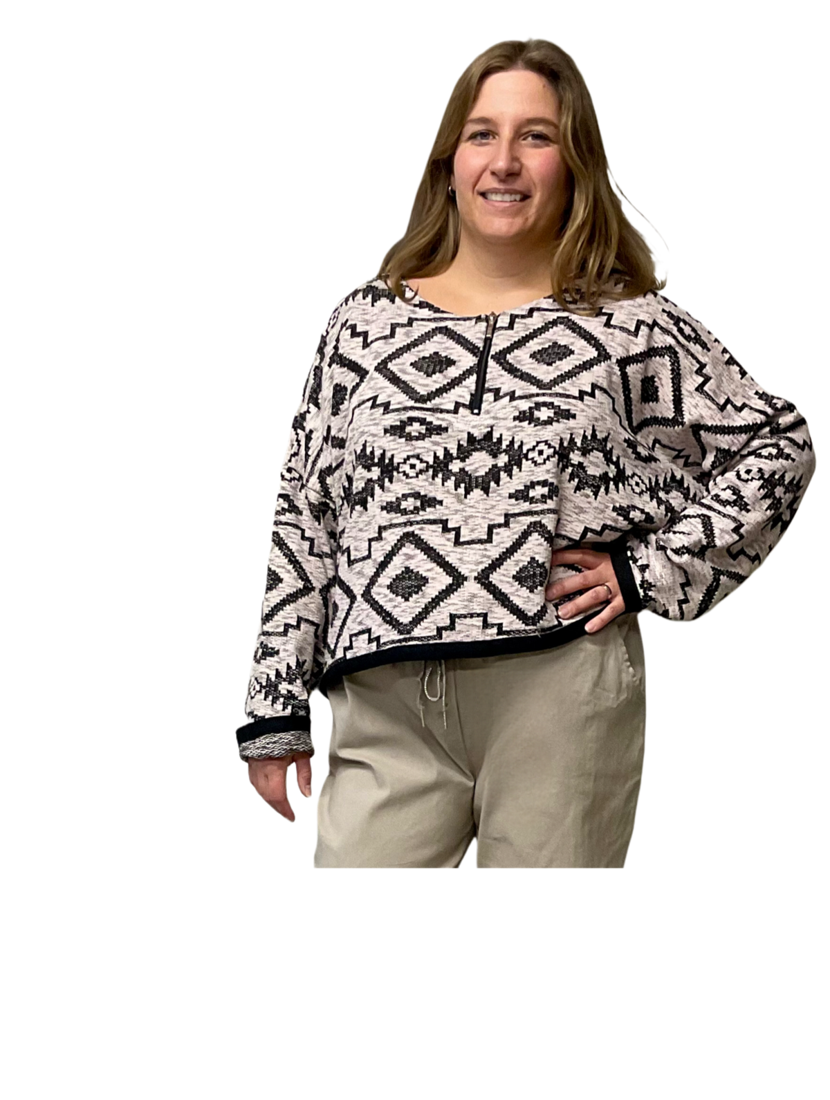 Pullover Kastenform mit RV kurz