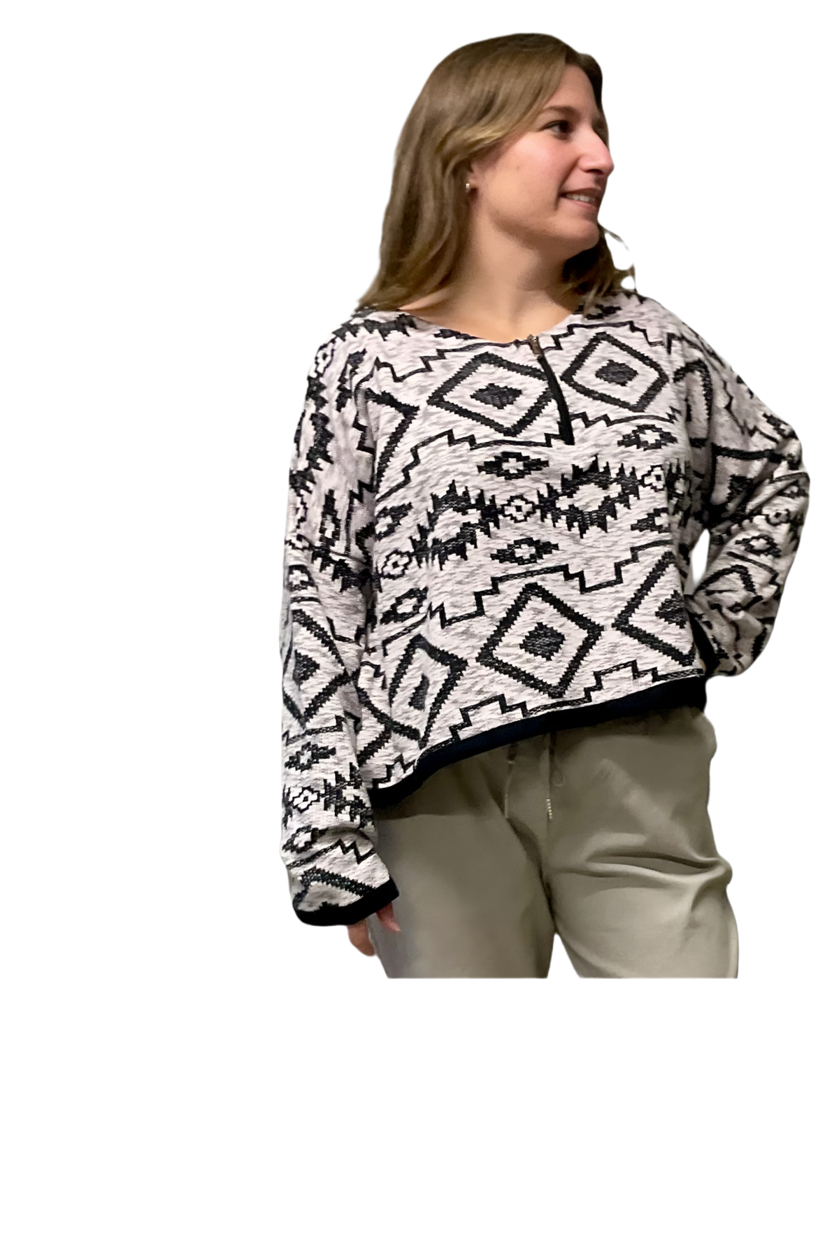Pullover Kastenform mit RV kurz